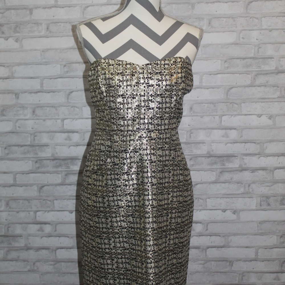 THE LIMITED Strapless Gold Glitter Party Dress (8)